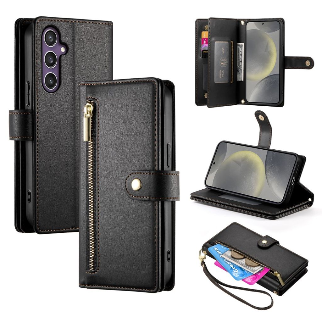 Samsung Galaxy S25 plånboksfodral with Strap – svart