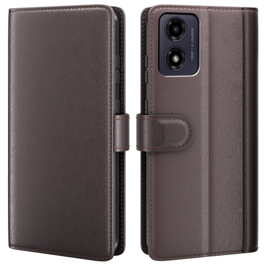Motorola Moto E14 / G04 / G04s / G24 4G fodral in Real Leather – brun