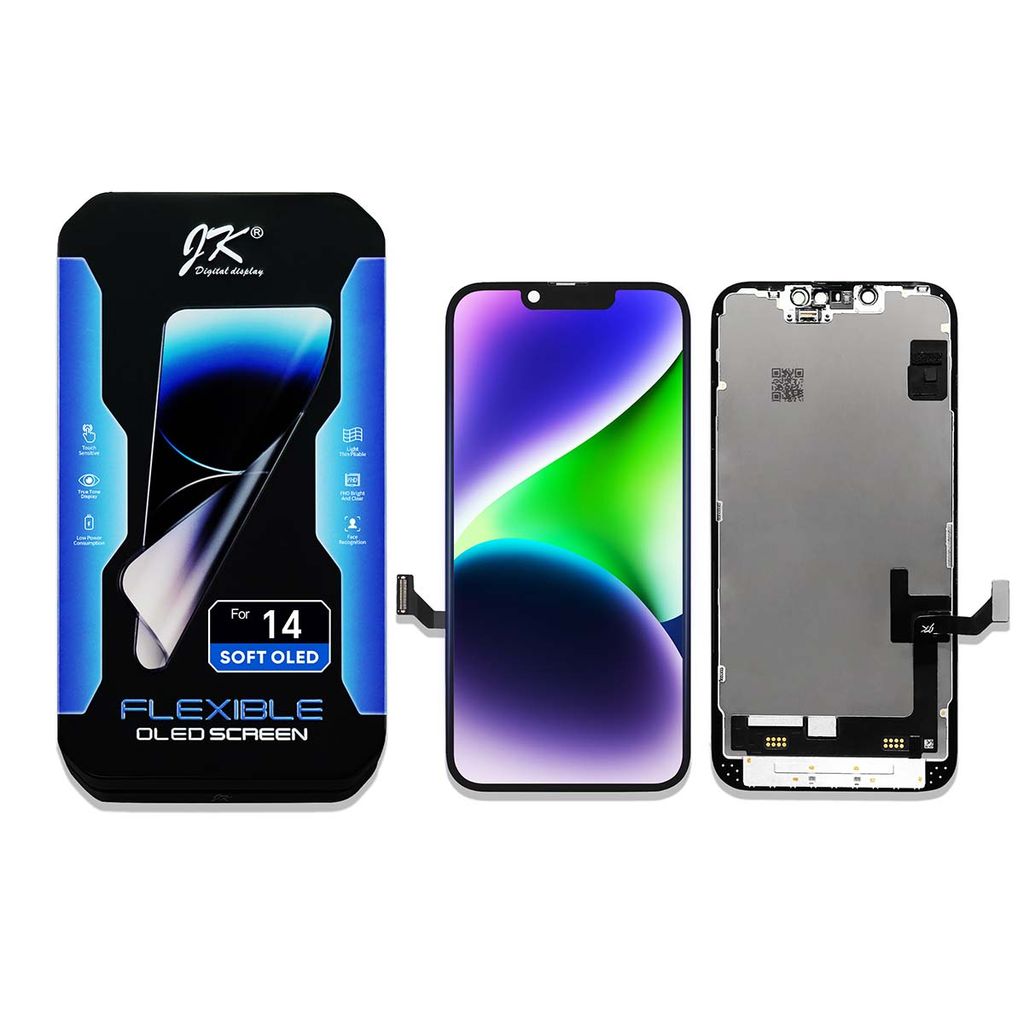 IPhone 14 Soft OLED skärm Assembly – JK Premium