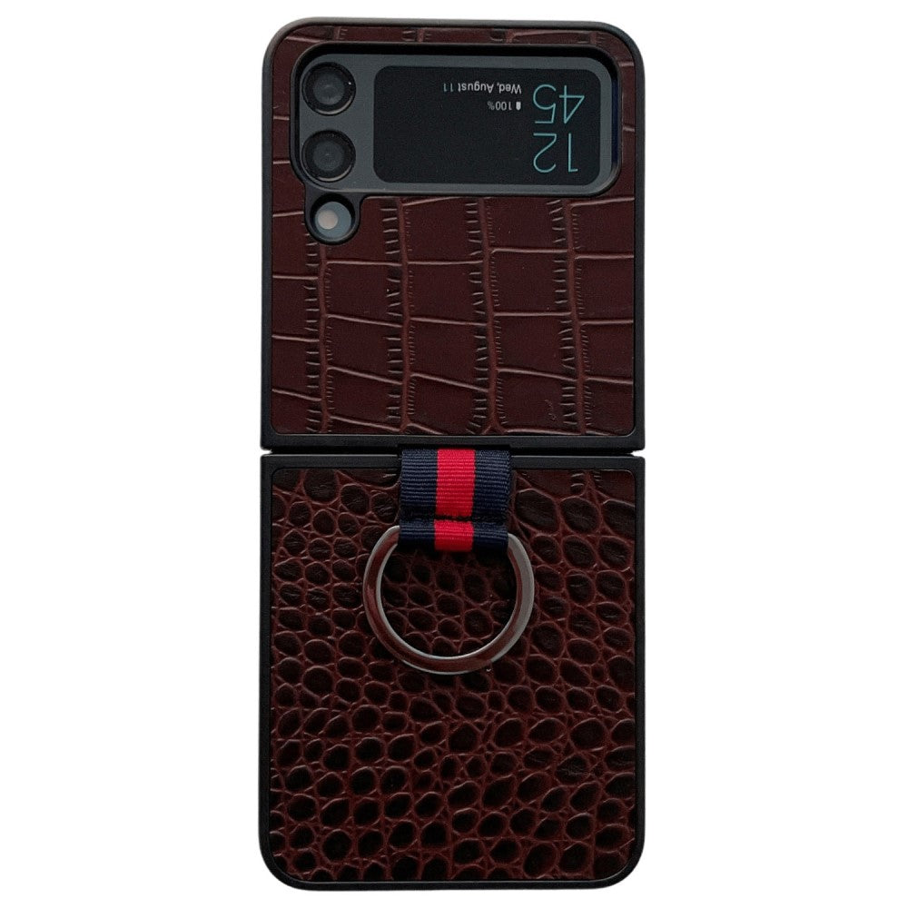Samsung Galaxy Z Flip4 5G Finger Ring Holder Folding skal – Coffee