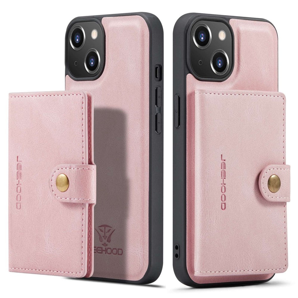 Detachable JEEHOOD iPhone 14 Plus skal with a wallet – roséguld-colored