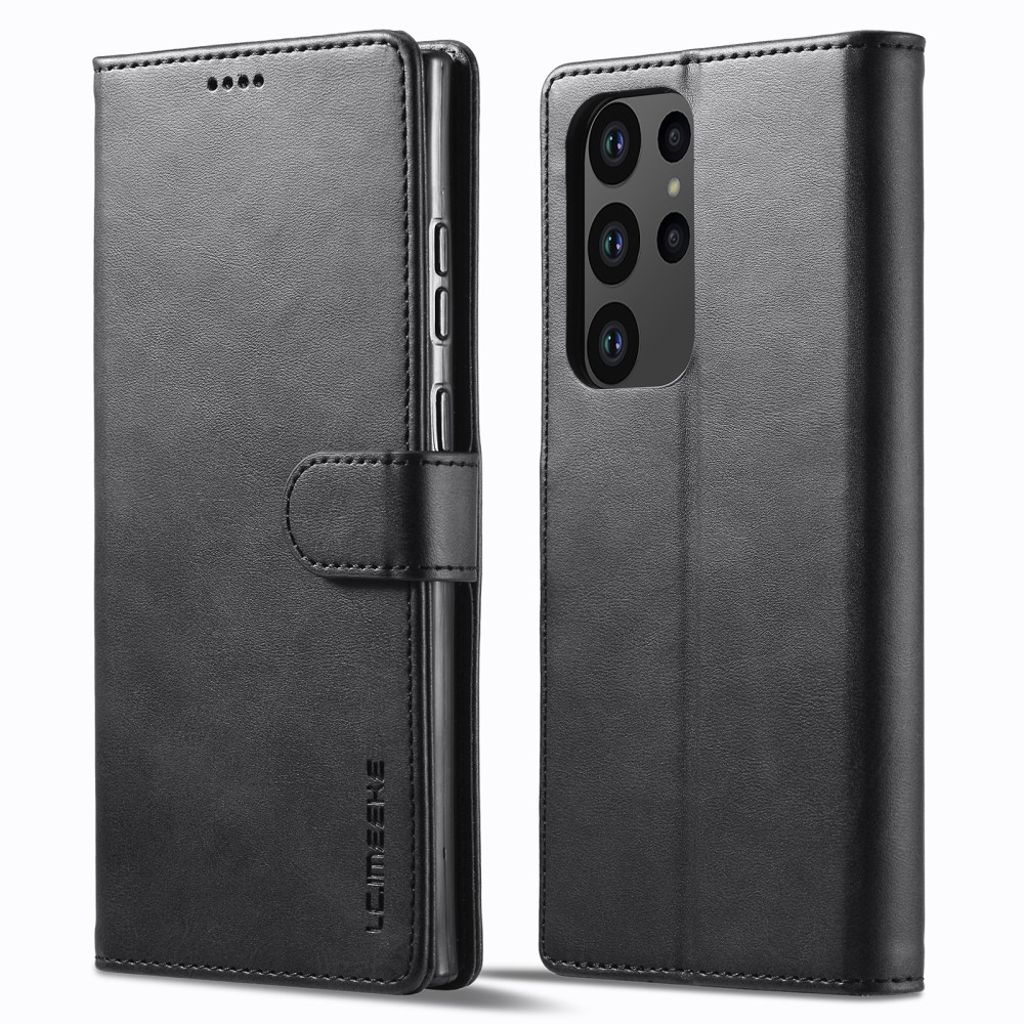 LC.IMEEKE Calf Texture Samsung Galaxy S23 Ultra fodral - svart