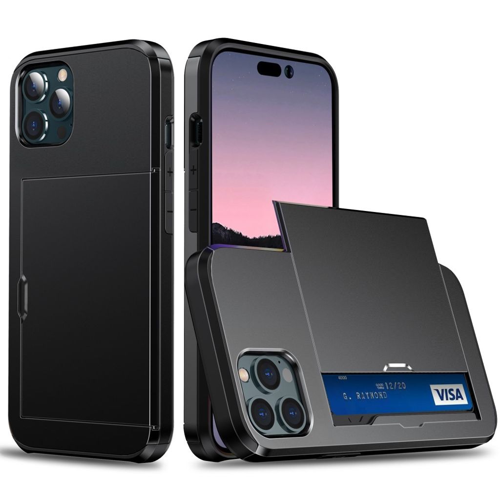 IPhone 15 Pro Max skal with a card holder - svart
