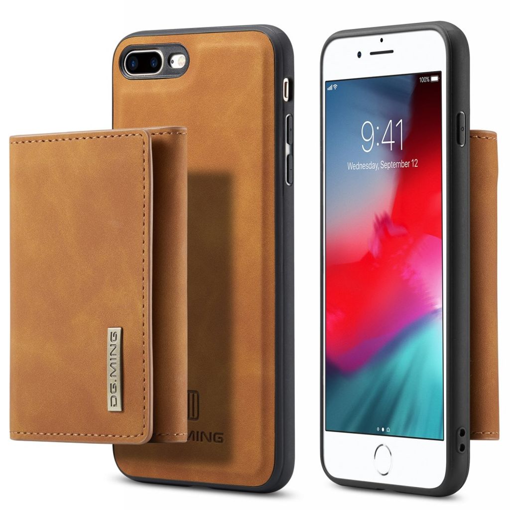 DG.MING iPhone 7 Plus / 8 Plus skal with Wallet – brun