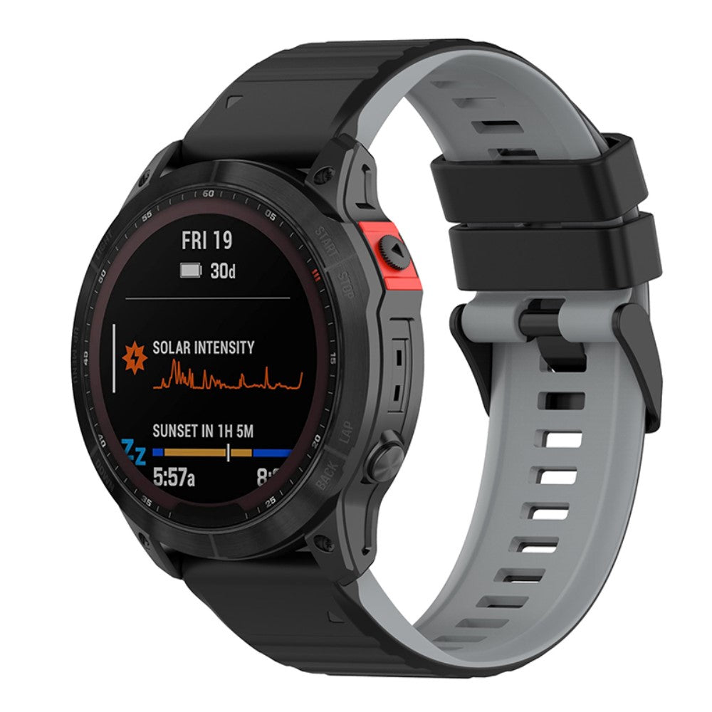 Garmin Fenix 7/6/6 Pro etc. Silicone Two-colored Watch Band - Black/Gray
