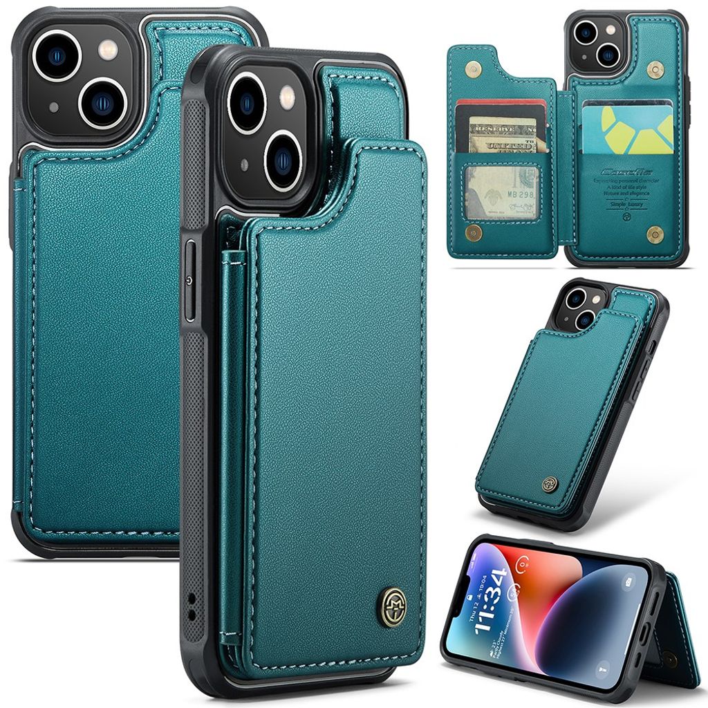 CASEME iPhone 14 C22 plånboksfodral RFID Blocking – grön