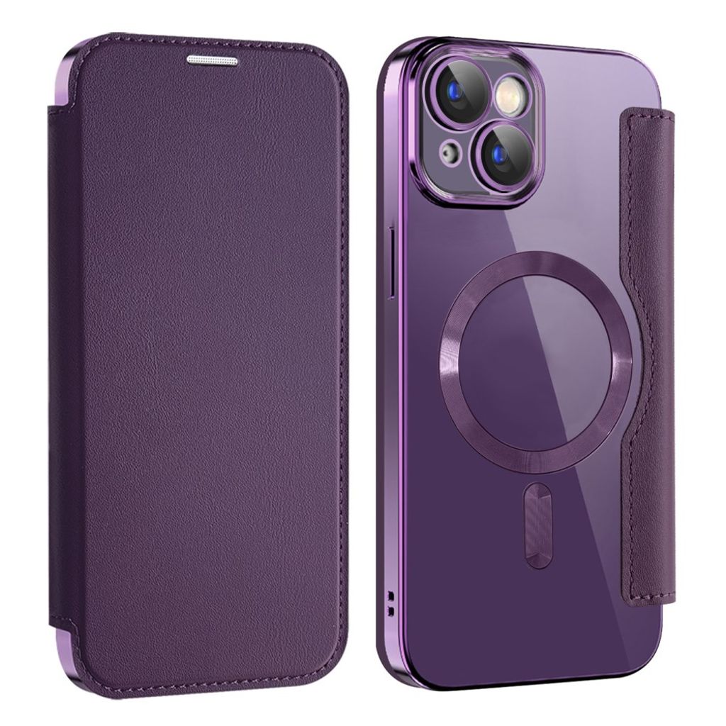 AMORUS iPhone 14 Wallet Cover MagSafe RFID Blocking - Dark Purple