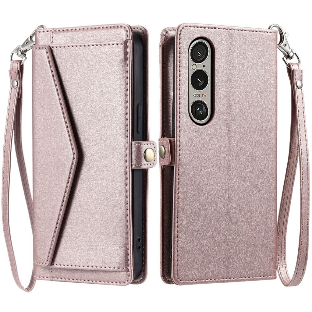 Sony Xperia 1 VII fodral with Carrying strap - roséguld