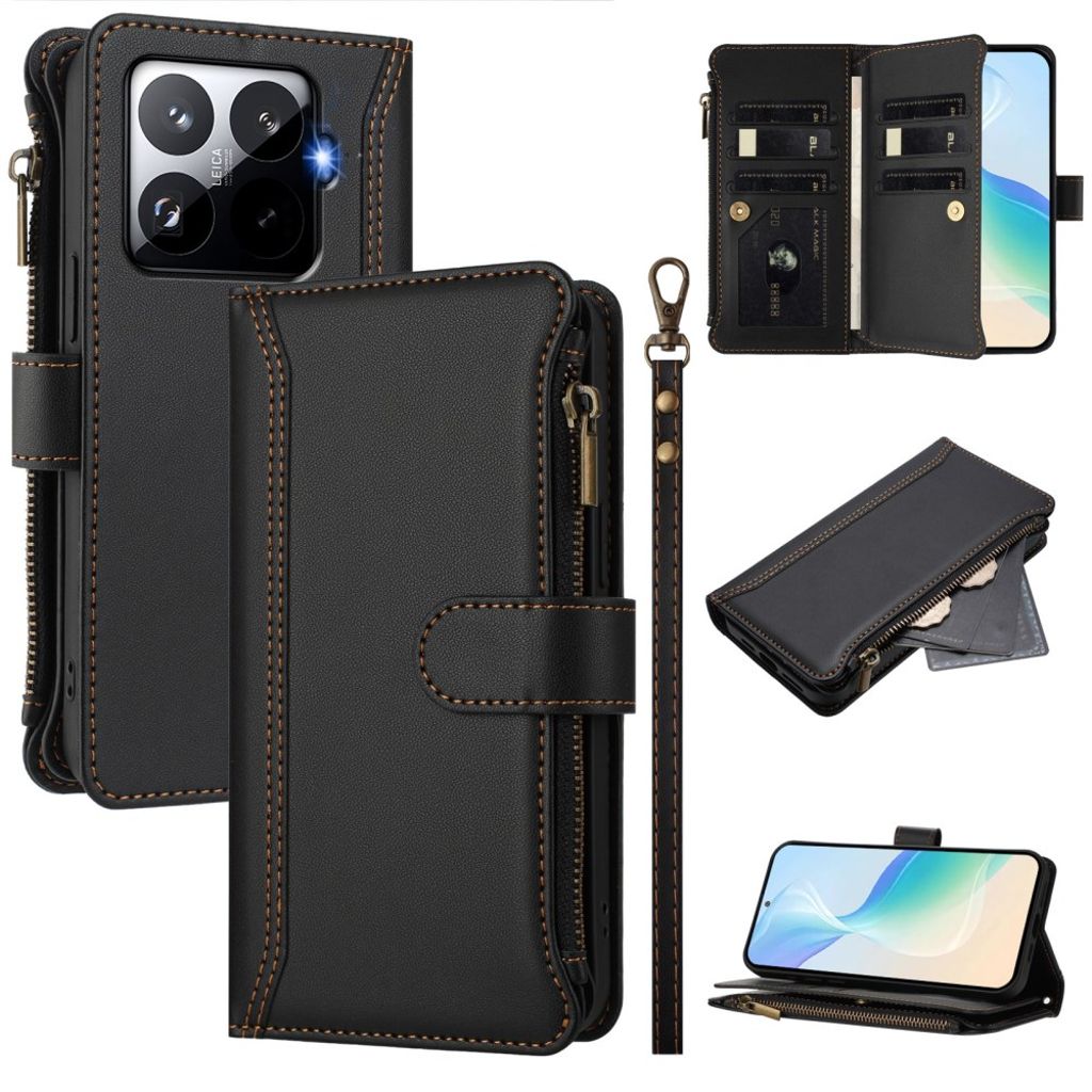 Xiaomi 15T Pro fodral with 9 kortfack – svart