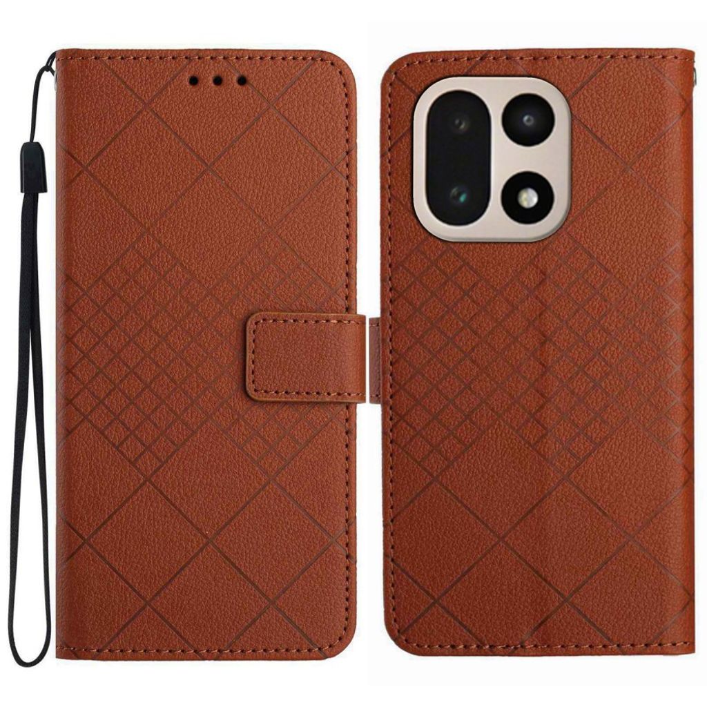 OnePlus 15 5G plånboksfodral with Carrying strap – brun