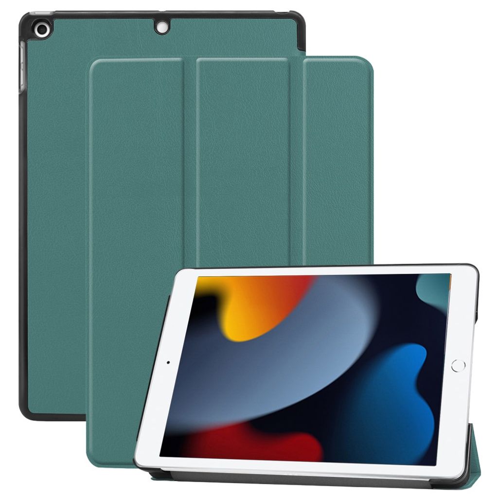 IPad 10.2" (2021/2020/2019) fodral Tri-Fold PU Leather – svart grön