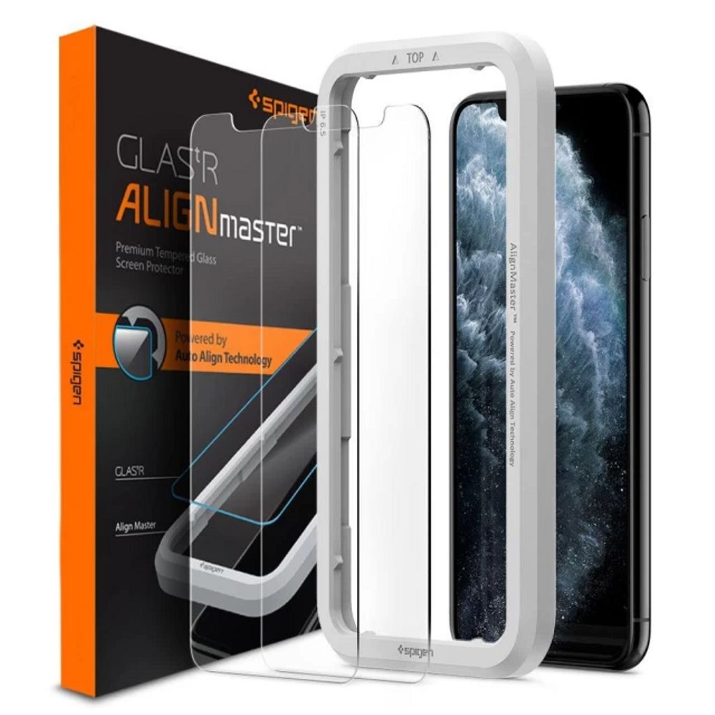 Spigen iPhone 11 härdat glas skärmskydd Alm Glas.Tr Slim, 2-Pack