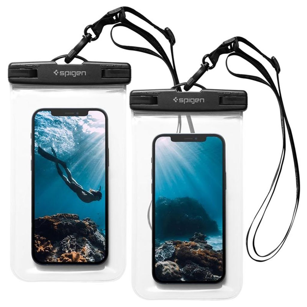 Spigen A601 Universal Waterproof skal , 2-pack – Crystal transparent