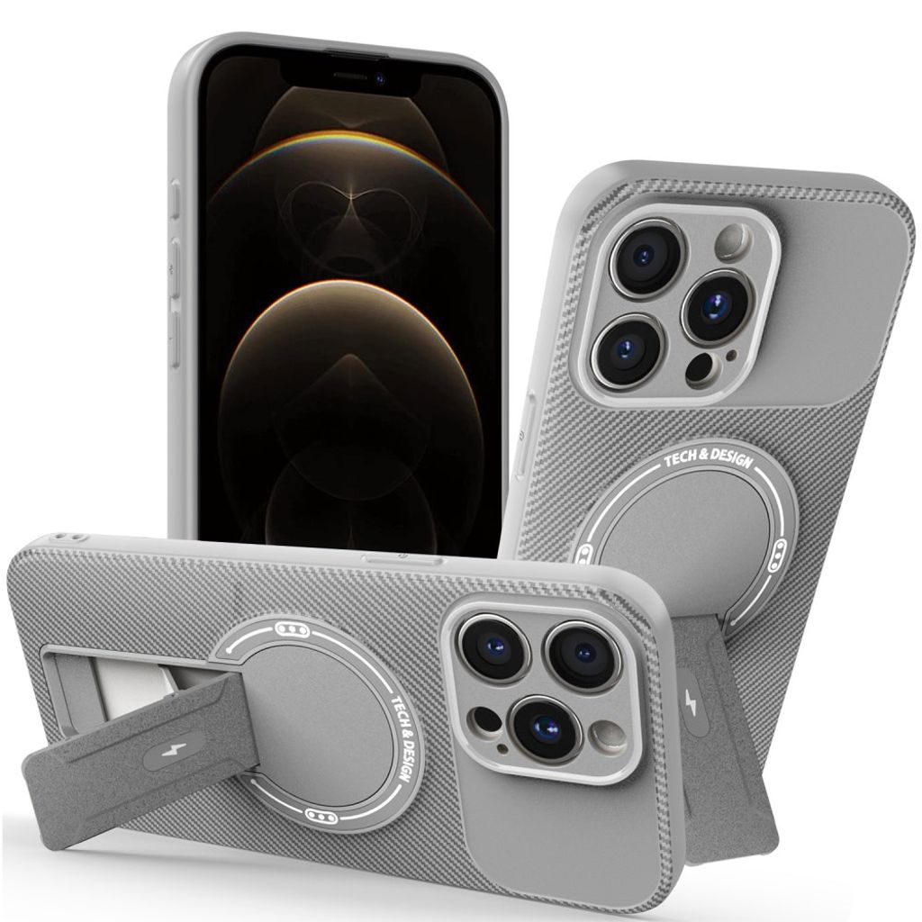 IPhone 12 Pro Max skal with stativ – grå