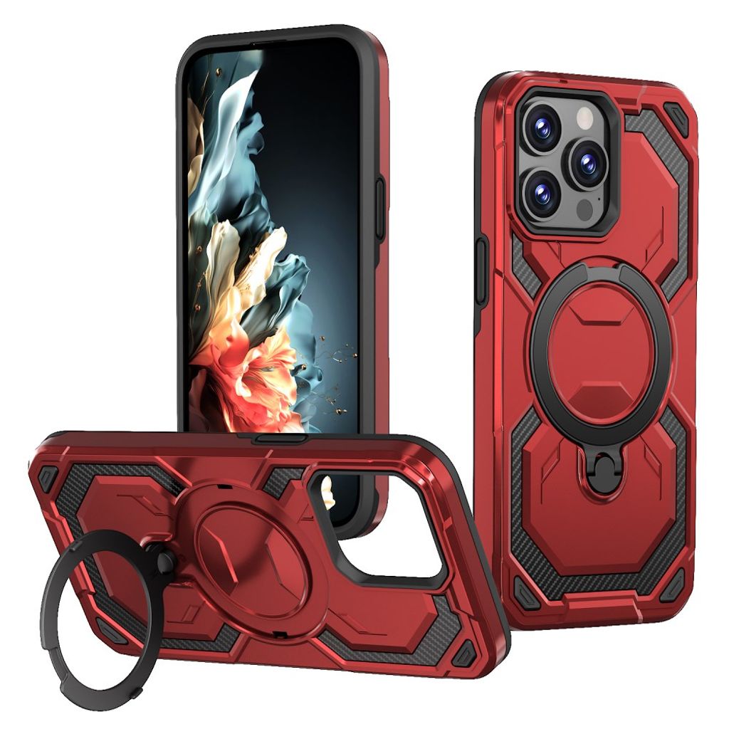 IPhone 13 Pro Max magnetiskt skal Ring stöd – röd