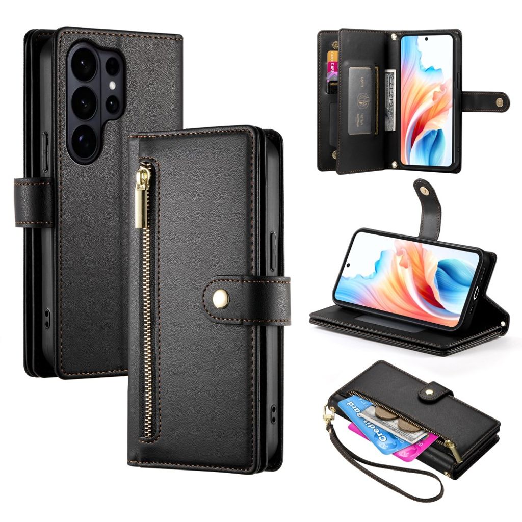 Samsung Galaxy S26 Ultra plånboksfodral with Detachable Straps – svart