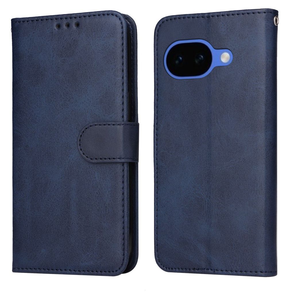 Google Pixel 10a plånboksfodral PU Leather Folio stativ – blå