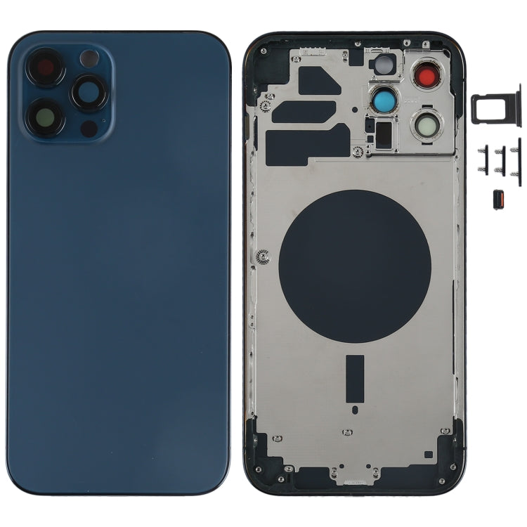 iPhone 12 Pro Max Complete Back Cover with Frame (No Logo) - Blue