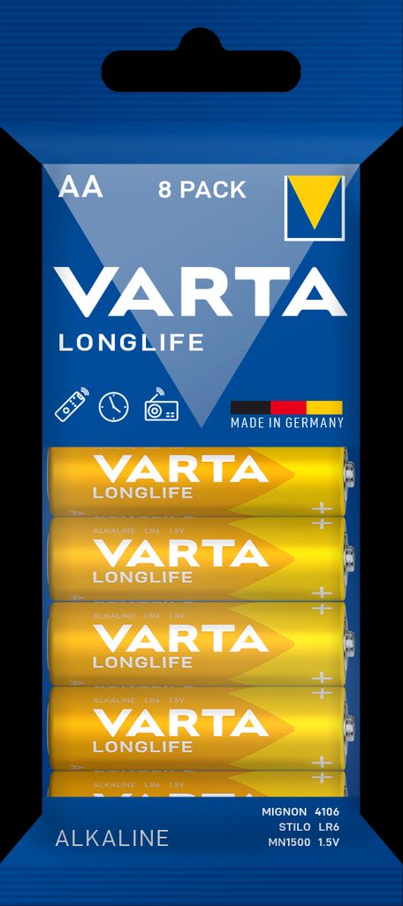 VARTA Longlife Alkaline AA battery LR06, 8-pack