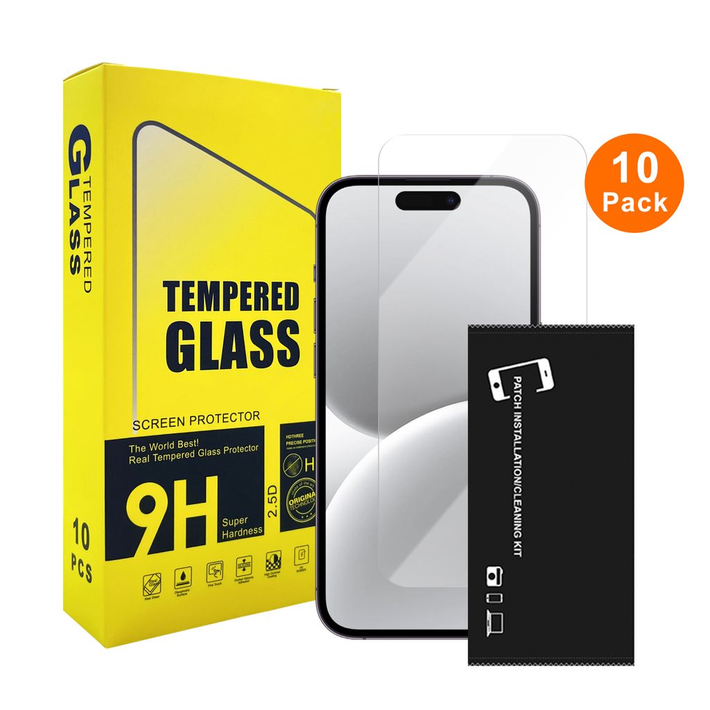 10-pack härdat glas skärmskydd for iPhone 16, Bulk