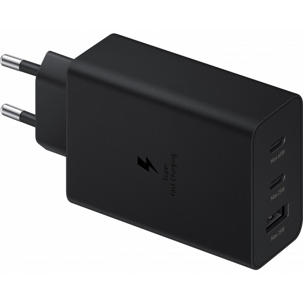 Samsung Trio Fast Charger, 65W, USB-A, 2x USB-C – svart