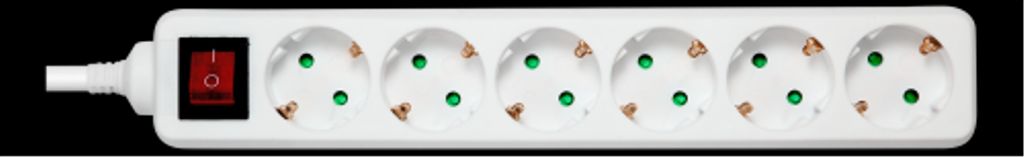 Deltaco Grounded power outlet with switch, 6xCEE 7/3, 1xCEE 7/7, childproof, 5m - White