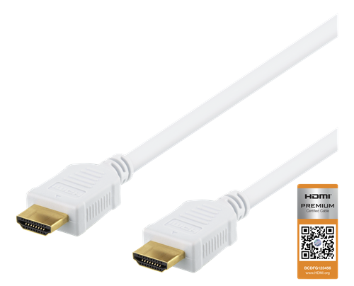 Deltaco High-Speed Premium HDMI Cable, 0.5m, Ethernet, 4K UHD - White