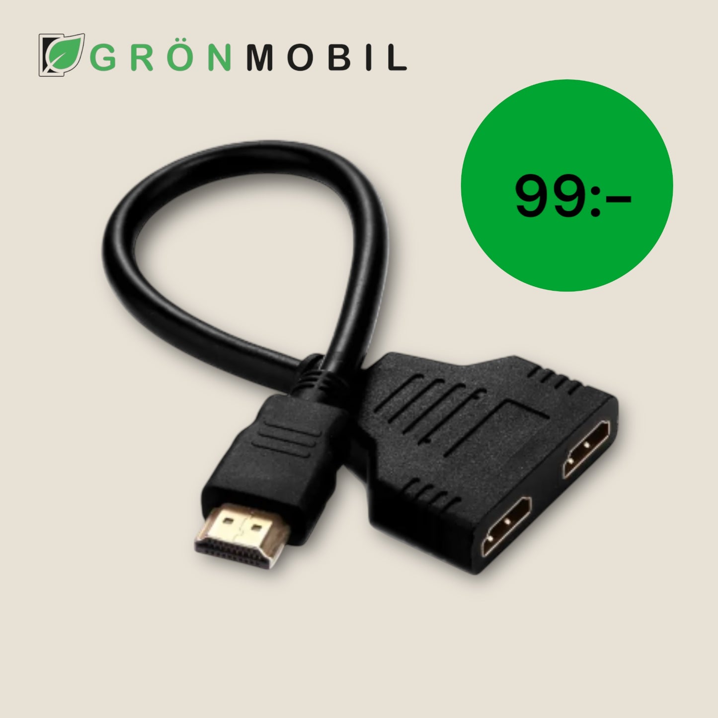 1080P HDMI Port Male to 2 Female out Adapter - Black