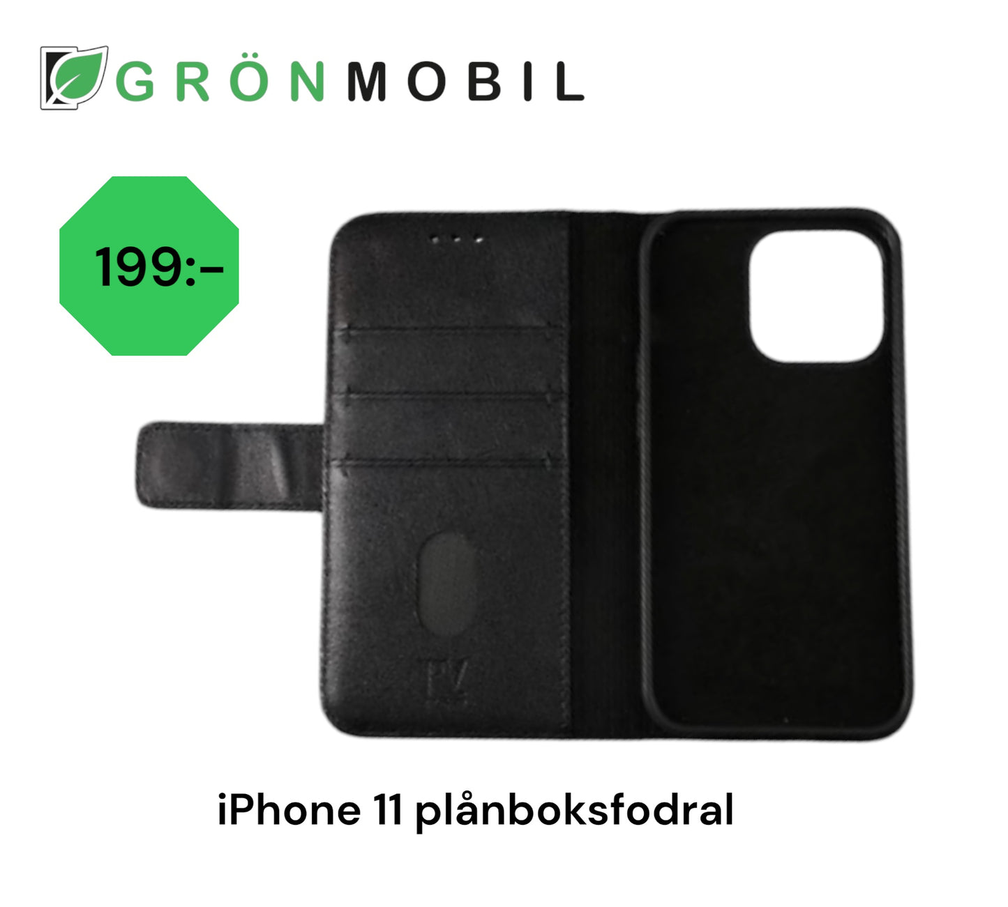 iPhone 11 Plånboksfodral Genuint Läder RV - Svart