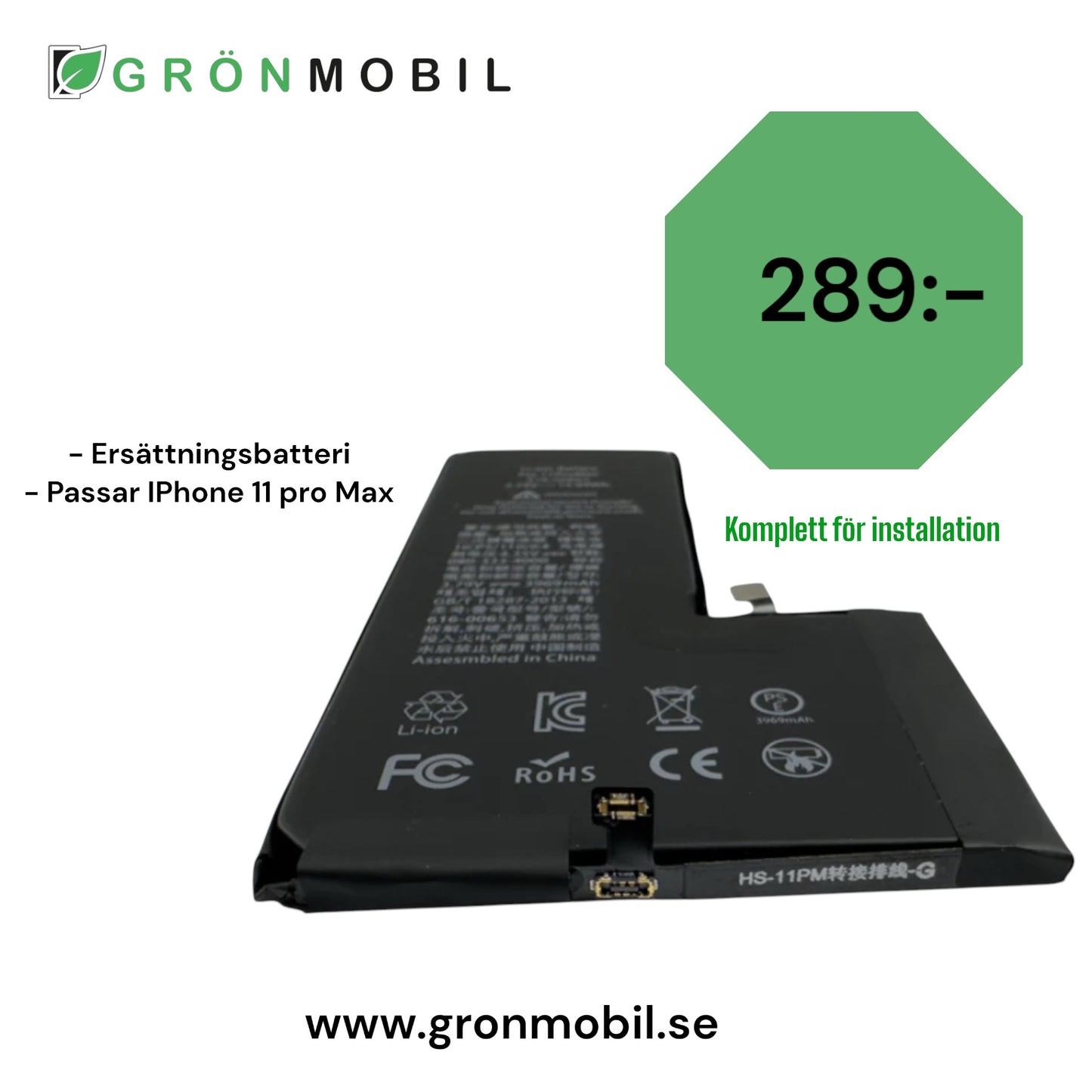 iPhone 11 Pro Max Batteri - Premium