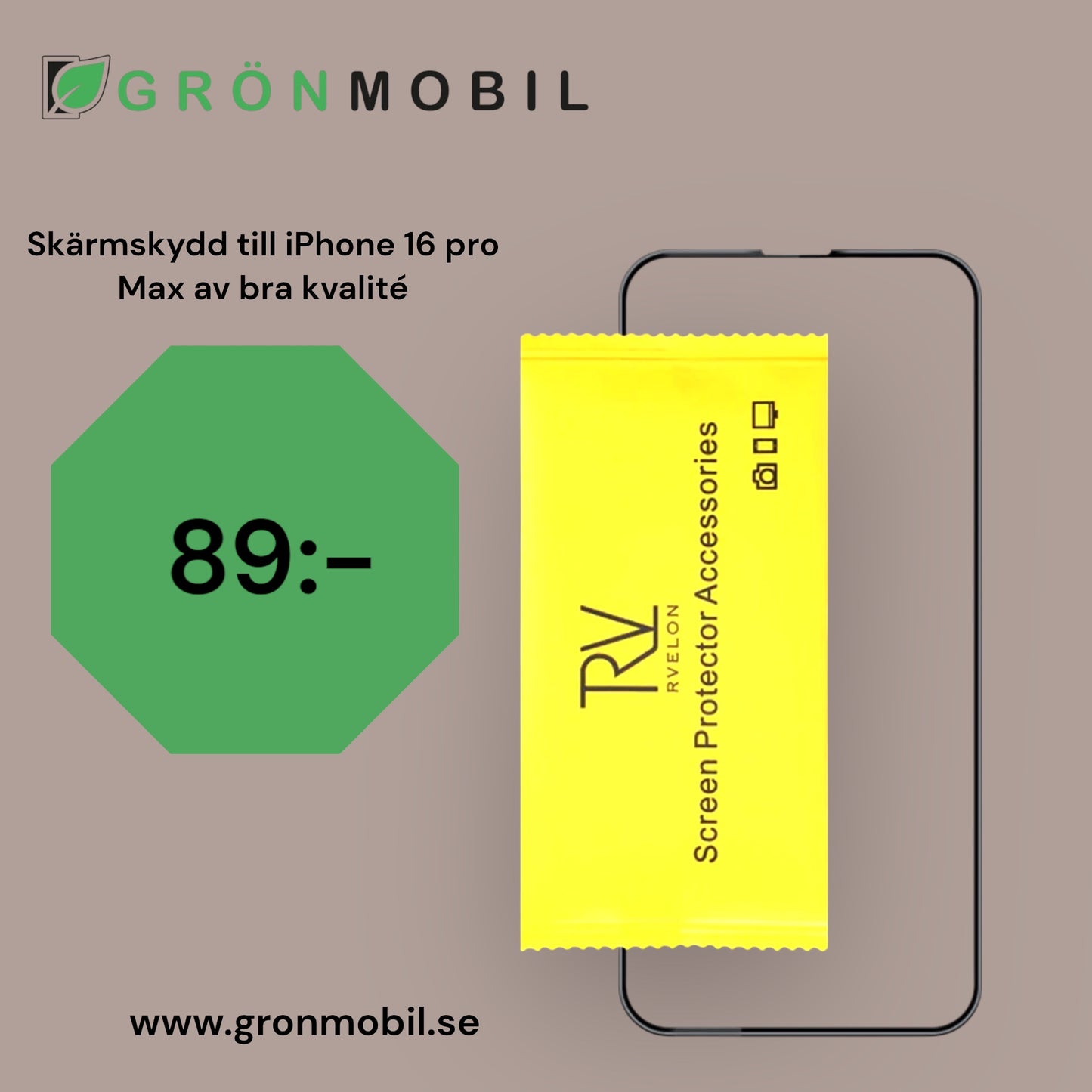 Skärmskydd iPhone 16 Pro Max Härdat Glas - Svart (miljö)