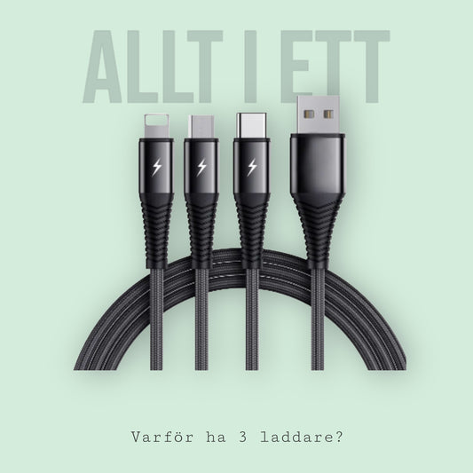 SiGN 3-in-1 Cable Lightning, USB-C, Micro-USB, 3A, 1.2m - Black