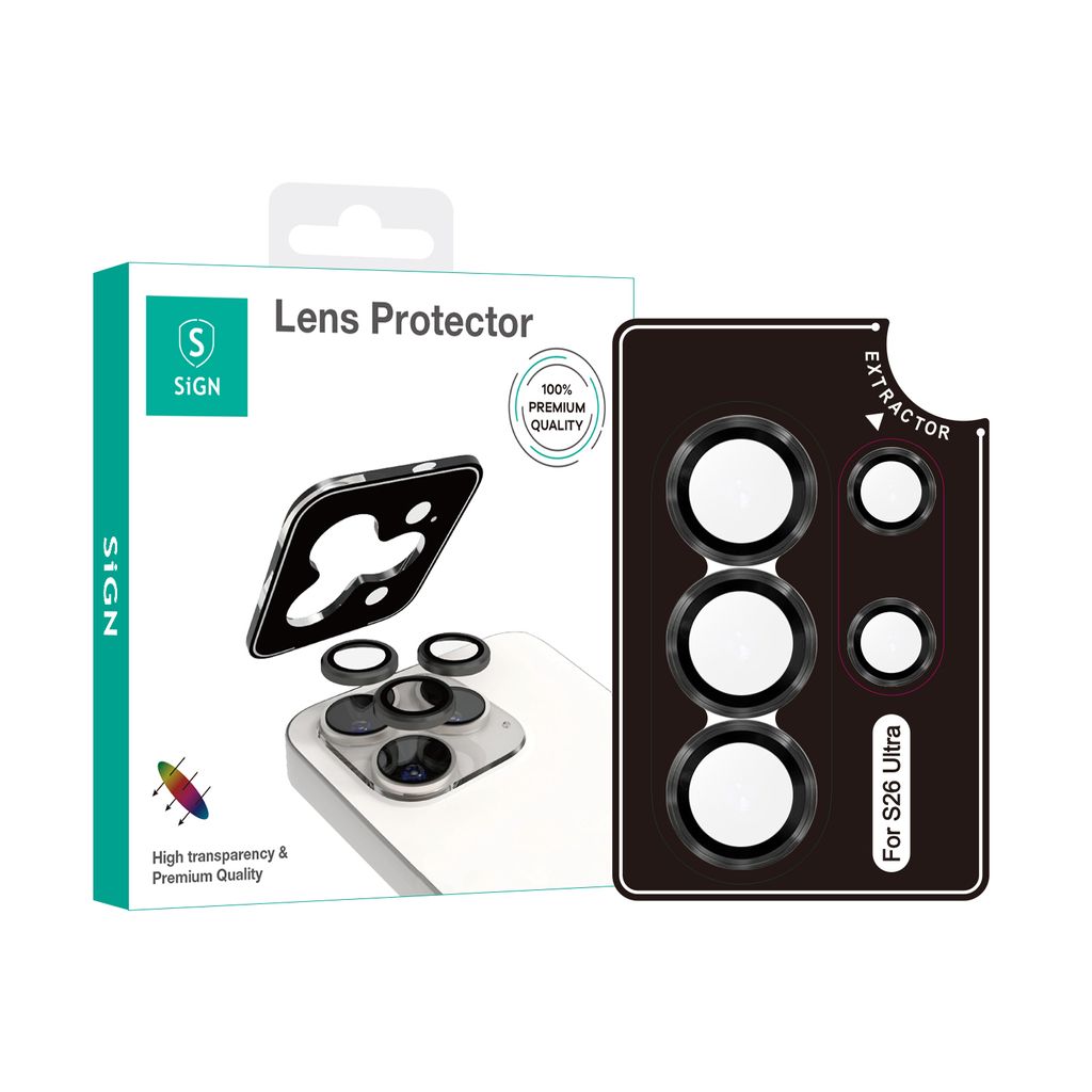 SiGN Lens protector in härdat glas till Samsung Galaxy S26 Ultra – svart/transparent