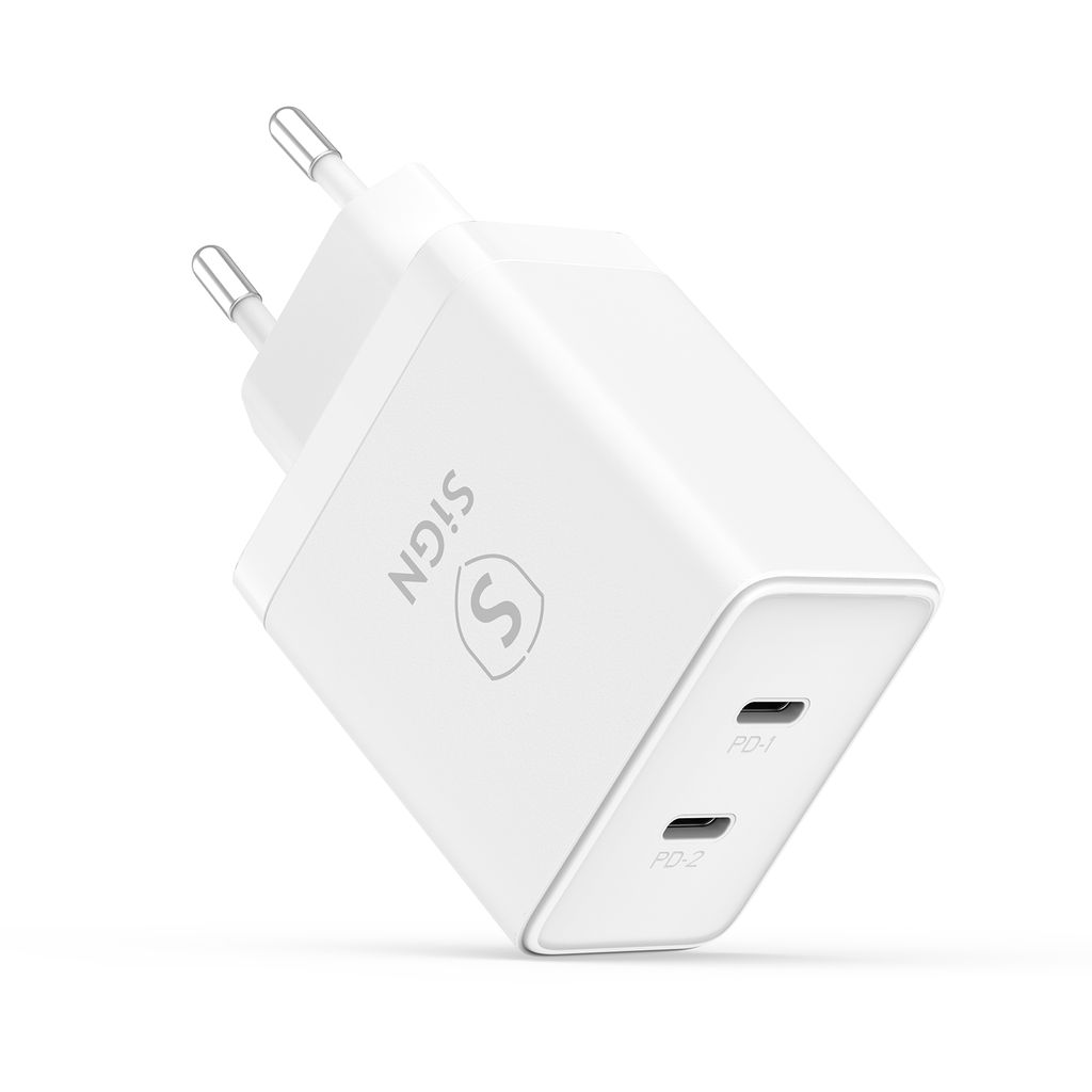 SiGN Dual USB-C PD Charger 40W - White