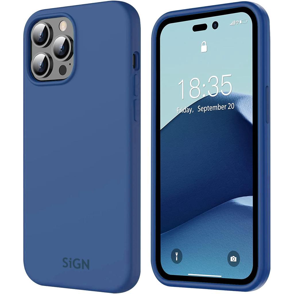 SiGN Liquid Silicone skal till iPhone 14 Pro Max – blå