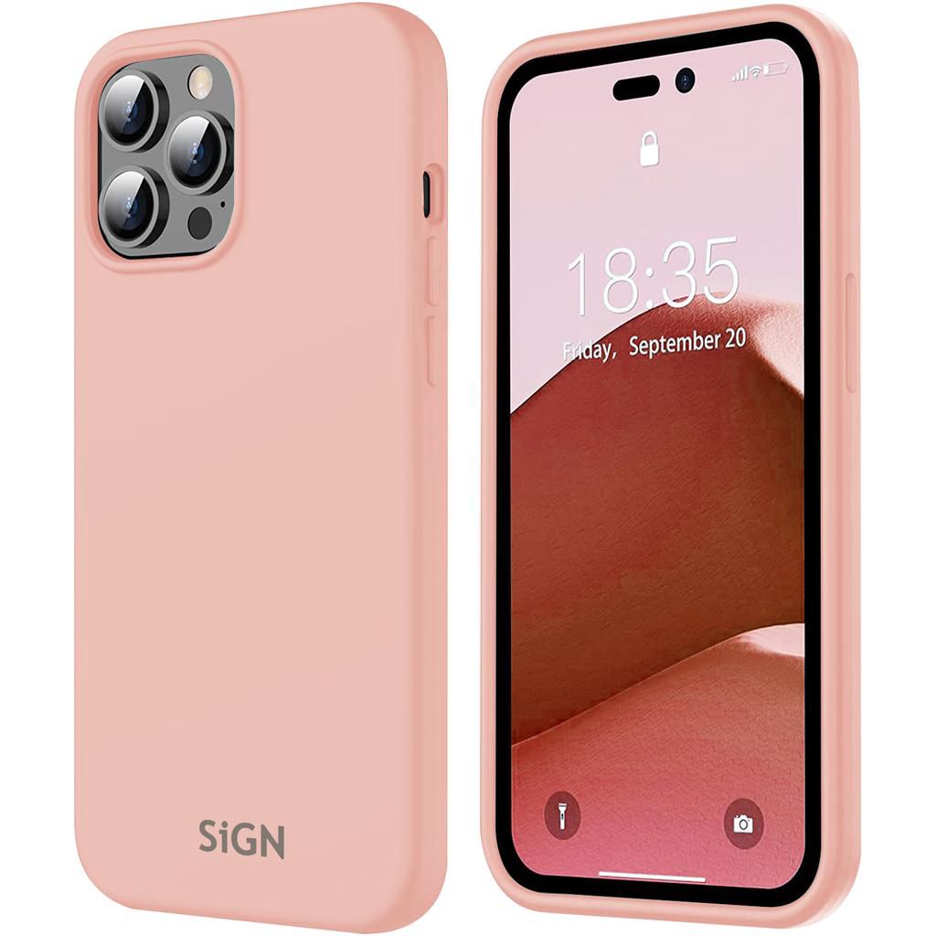 SiGN Liquid Silicone skal till iPhone 14 Pro – rosa