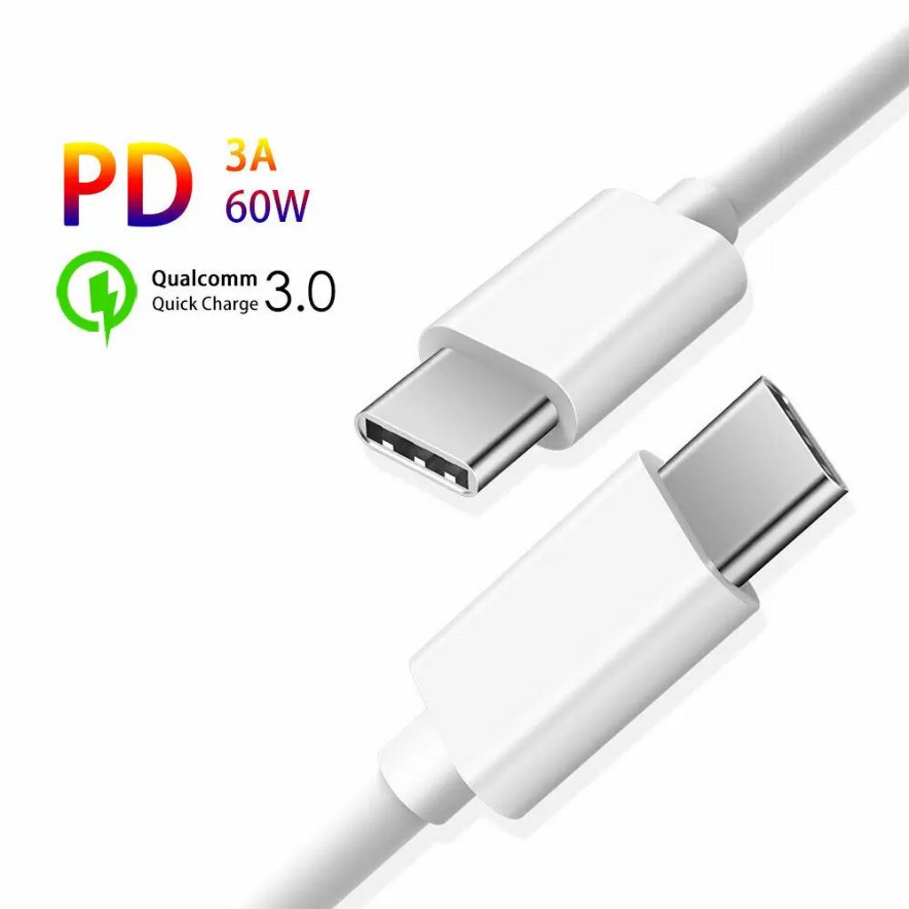 SiGN Fast charging cable USB-C to USB-C 60W, 3A, PD, 0.25m - White