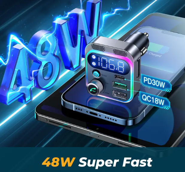 SiGN Bluetooth FM Transmitter & Fast Charger for Car 48W