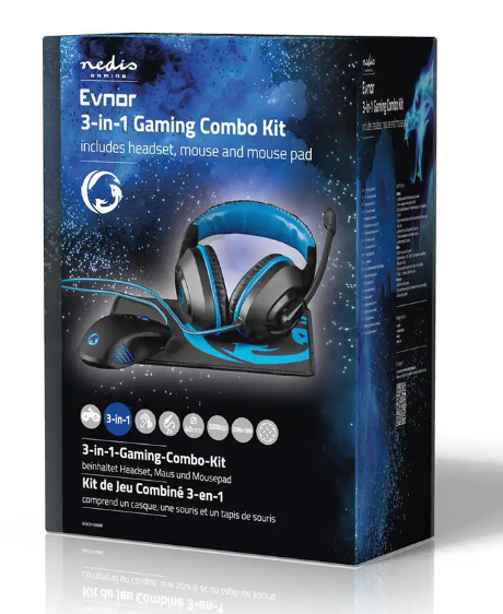 Nedis Gaming Combo 3-in-1 Headset, Mouse & Mousepad