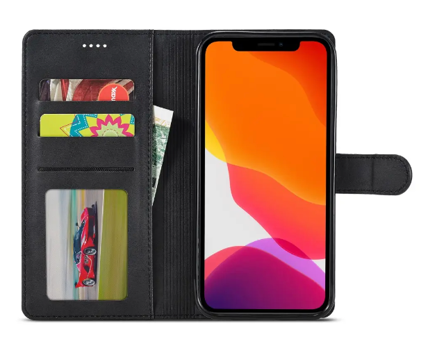 LC.IMEEKE Wallet Cover for iPhone 12 Mini - Black