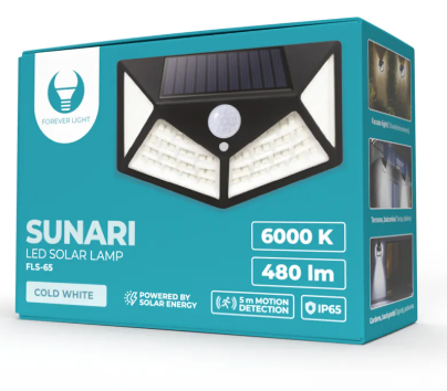 Sunari FLS-65 LED Solarlampa med Sensor | 6W, IP65, 6000K