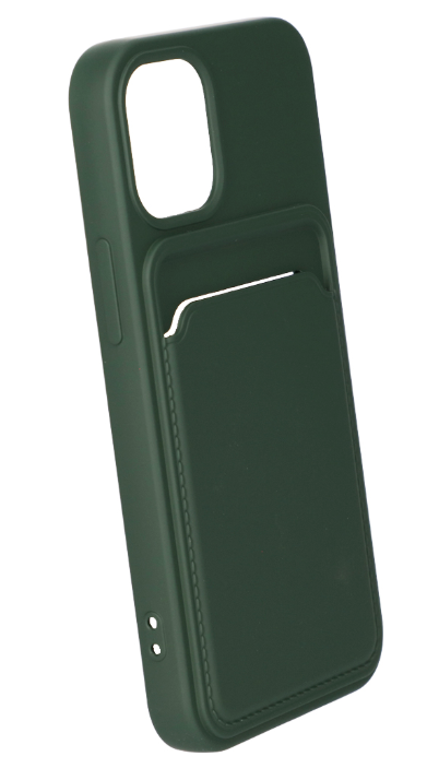 iPhone 12 Mini Silikonskal med Korthållare - Militärgrön