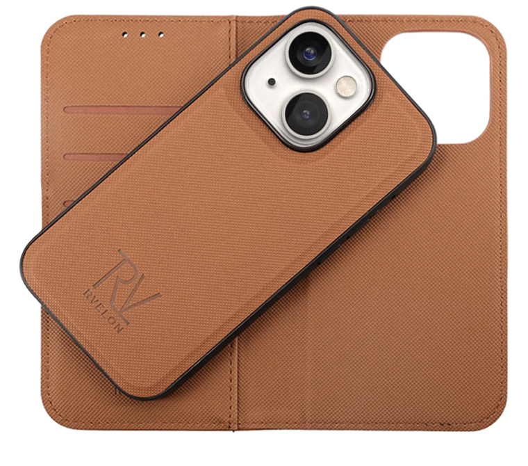 iPhone 14 Plånboksfodral Magnet Rvelon - Brun
