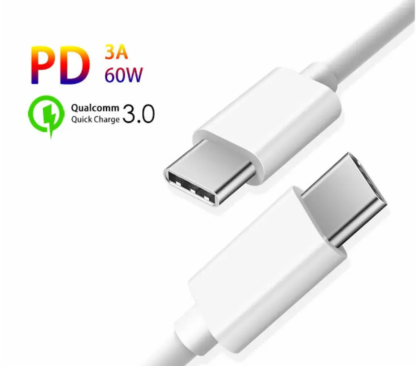 SiGN USB-C till USB-C Laddningskabel 60W – 2 meter (Vit)