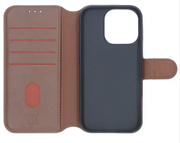 iPhone 16 Pro Plånboksfodral Äkta Läder Rvelon - Brun