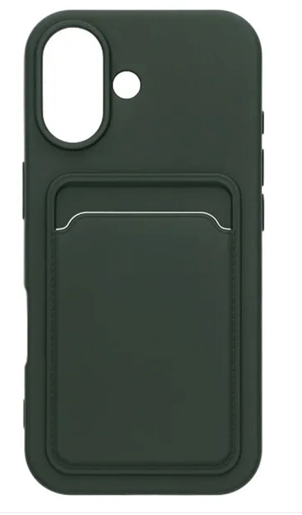 Silikonskal med korthållare – iPhone 17 (Militärgrön)