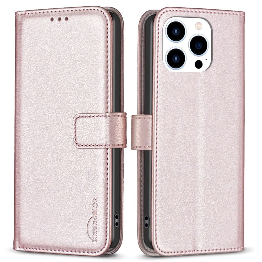 BINFEN COLOR iPhone 16 Pro Max plånboksfodral med stativ - Rose guld