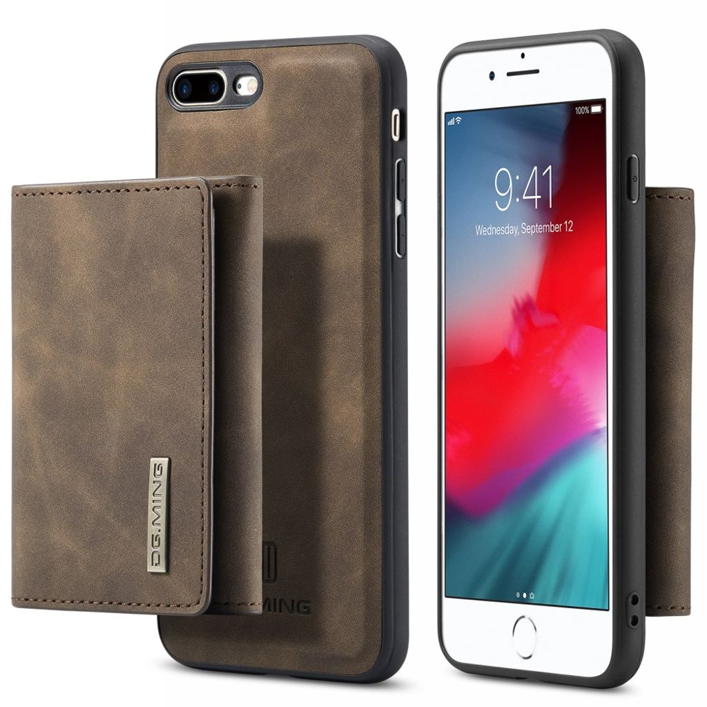 DG.MING iPhone 7 Plus / 8 Plus skal with Wallet – Dark brun