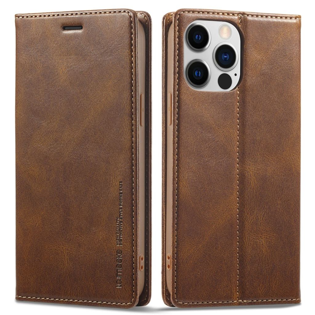 LC.IMEEKE iPhone 13 Pro Max Wallet Cover RFID Blocking - Brown