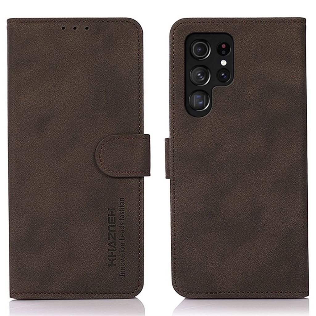 KHAZNEH Samsung Galaxy S25 Ultra plånboksfodral with stativ – brun